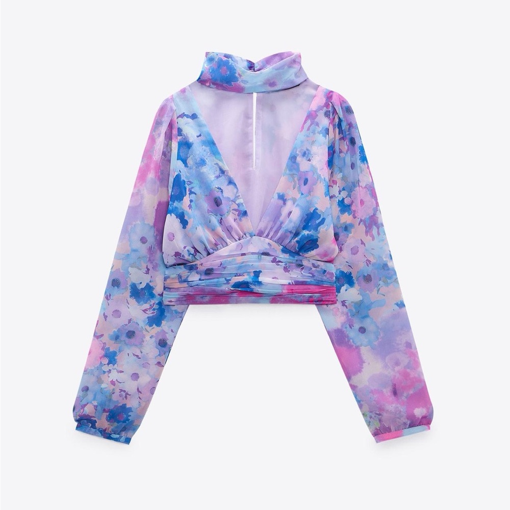 Zara: FLORAL DRAPED TOP